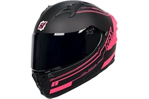 HAX Obsidian Pro Full Face Dual Visor Adult Motorcycle Helmet for Motorbike Street Bike with Pinlock Ready DOT Approved Matte Pink L