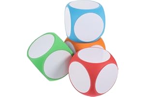 Garneck 4pcs Giant Dry Erase Blocks Set: Writable Blank Foam Dice Jumbo 4 Inch Muliti-Color Wipe Off Cubes Prop for Education