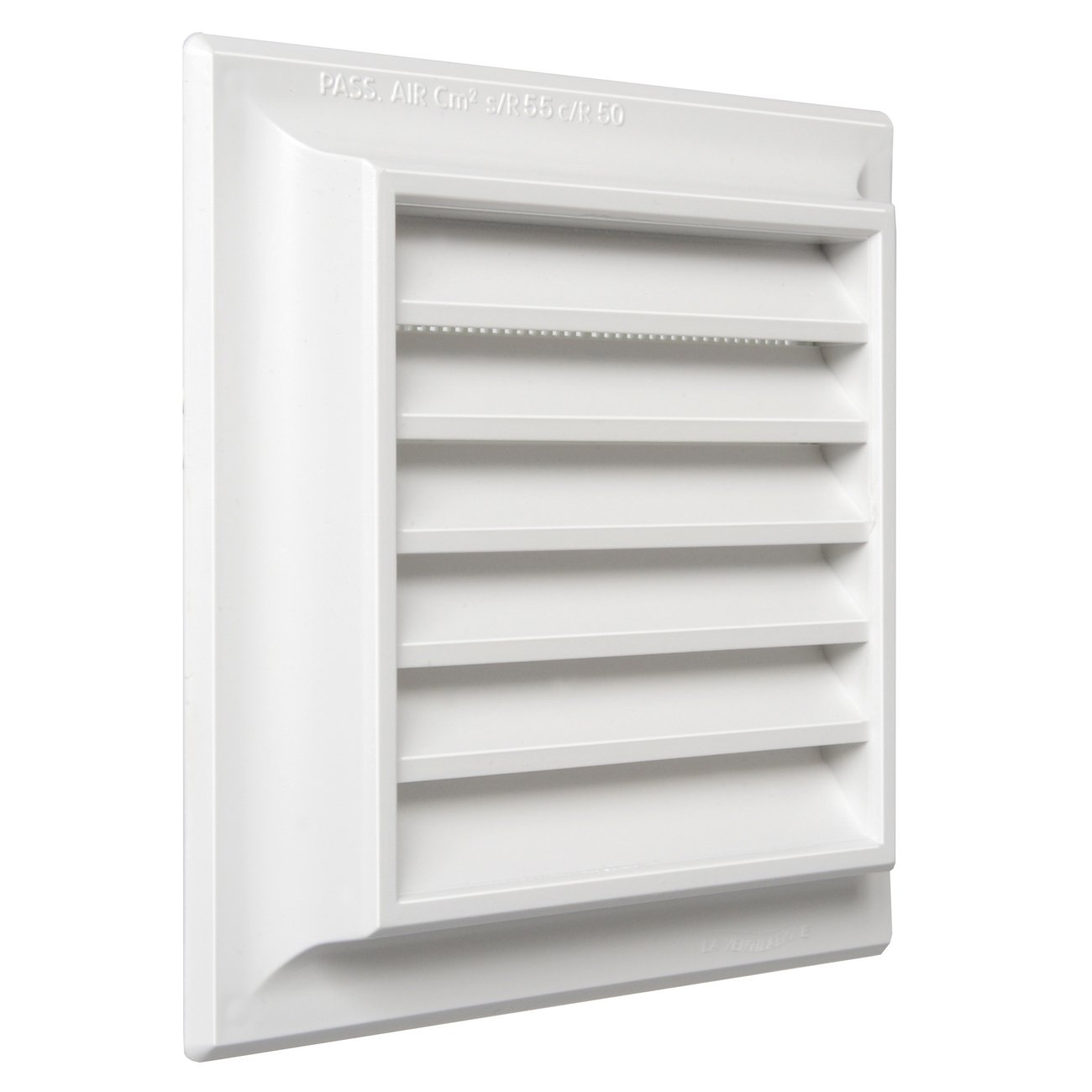 La Ventilazione G1R1414B Square Plastic Overlay Grille, White, 140x140mm