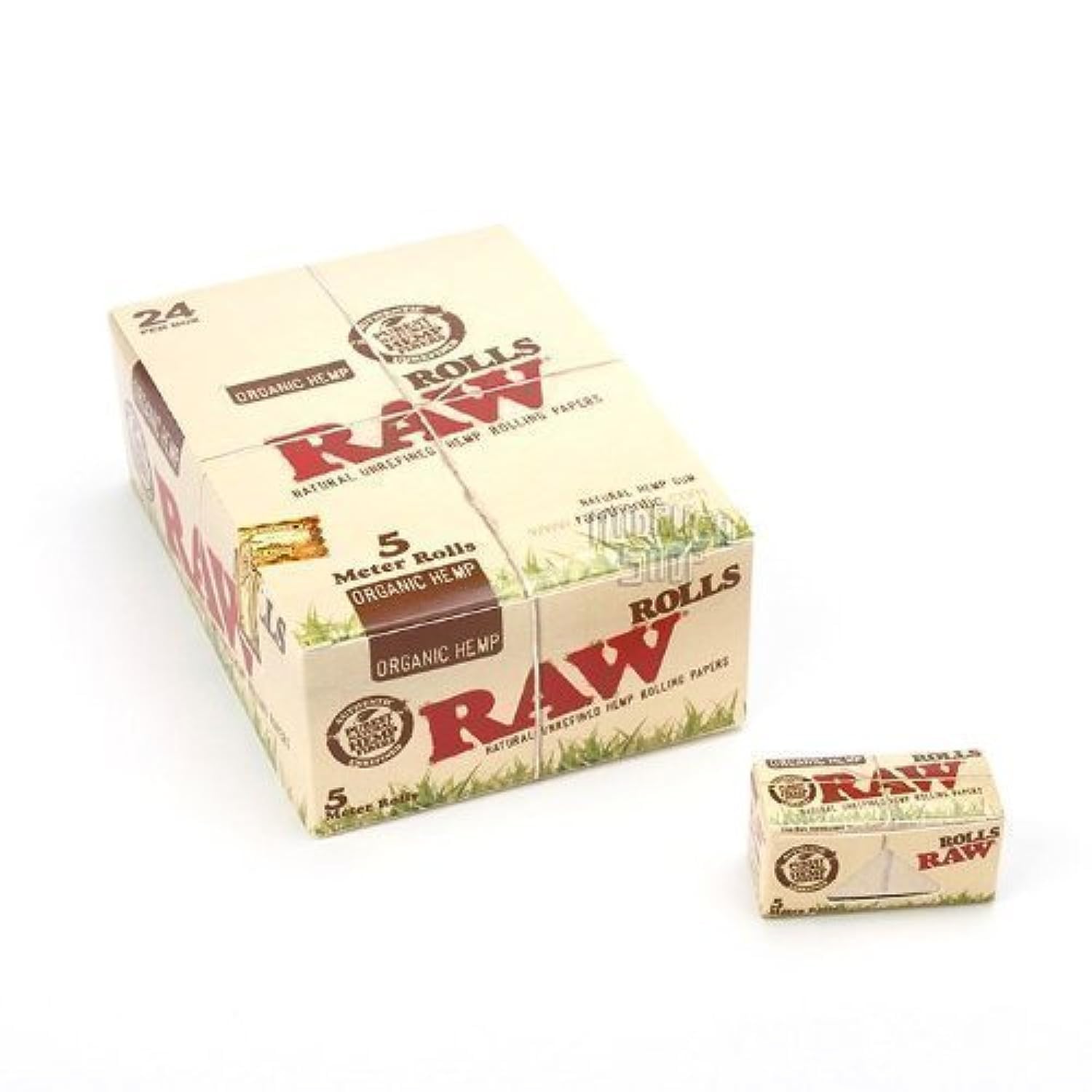 Raw Rolling Paper- Organic 5 Meter Full Box of 24 Rolls by Rizla