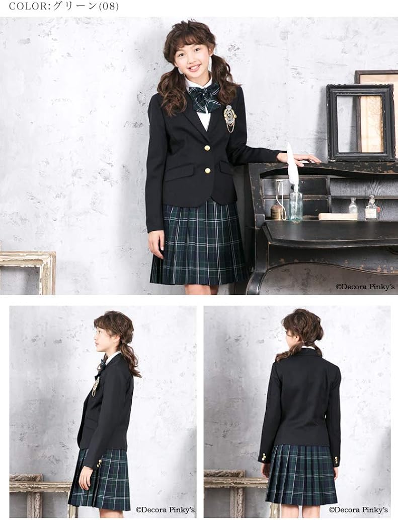 Amazon Decora Pinky S 卒業式 小学生 女の子 スーツ フォーマルスーツ 5点セット 子供服 子供スーツ ジュニア ガールズ グリーン 150cm フォーマル 通販