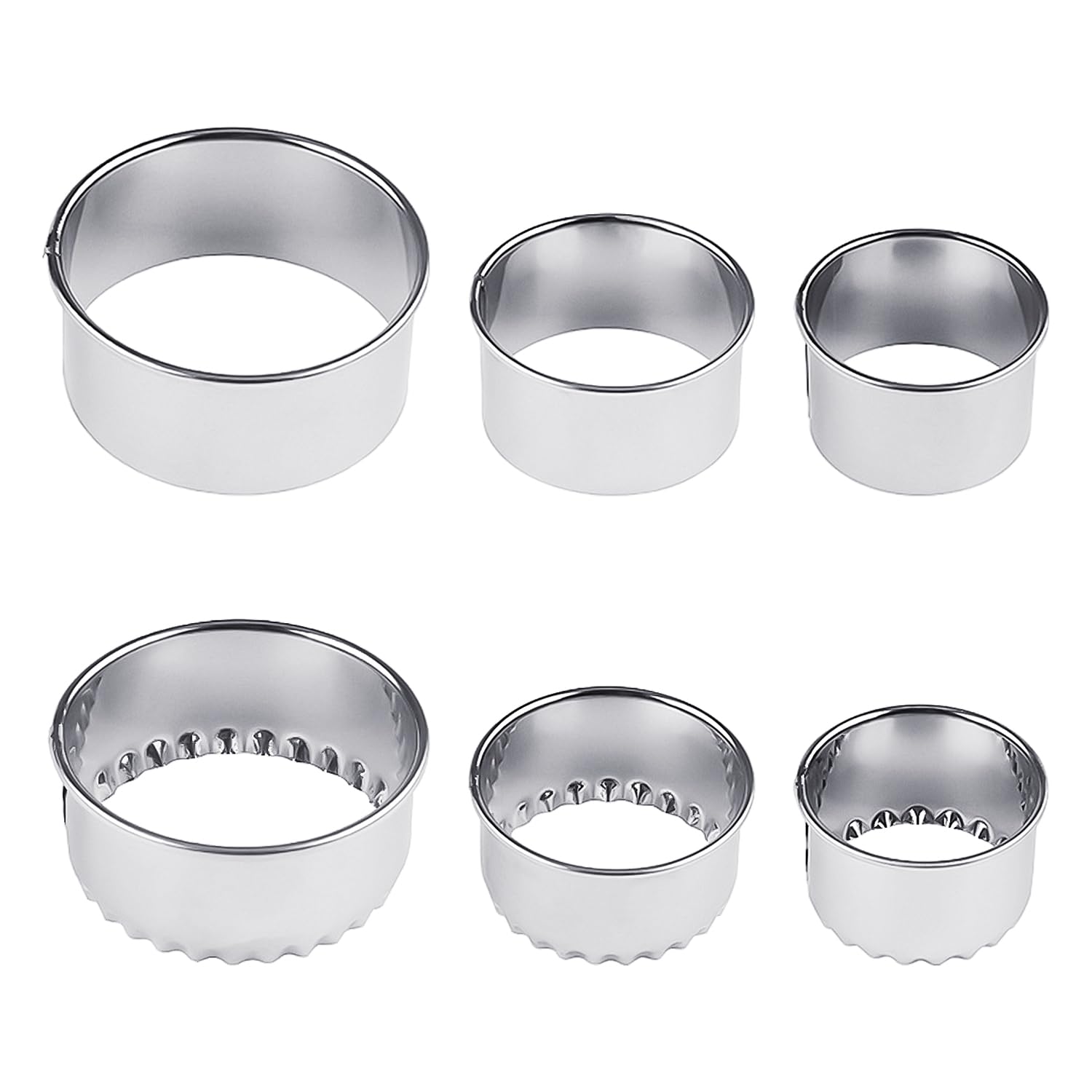 6 Pieces Round Cookie Cutter, Stainless Steel Cookie Cutter, Pastry Cutter for Baking, DIY Baking Mold Set for Cookies, Dumpling Wrappers, Cakes, Donuts