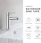 Hapilife Basin Mixer Taps Chrome Single Lever with Pop Up Waste G1/2 Hoses view 8