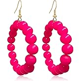 RofYof Beaded Earrings for Women Girls Bohemian Circle Bead Earrings Large Hoop Earrings Jewelry Gifts