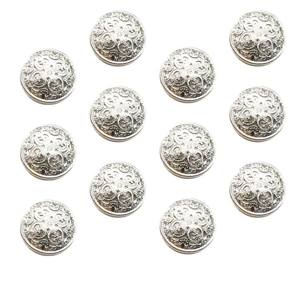 Milisten 30pcs Hollow Metal Buttons for Coat and Jacket Stylish DIY Sewing Fasteners Decorative Buttons for Clothing Fine Workmanship Silver Finish