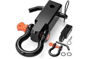 Ohuhu Shackle Hitch Receiver 2'' for Tow Hitch - 3/4" D Ring Shackle and 5/8" Lock Pin, 44,000 Lbs Break Strength, Heavy Duty