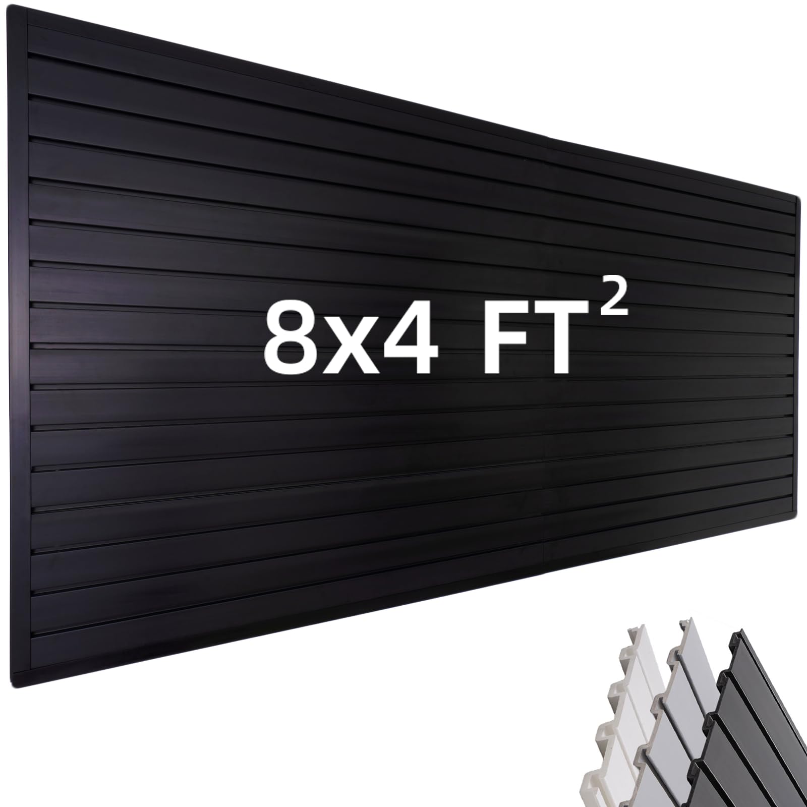 Photo 1 of Slat Wall Paneling Garage Wall Organizer, Black Slatwall Panels 4x8 ft Garage Tool Organizer Wall Mount Garage Slat Wall Storage Systems, Slat Board PVC Wall Panels Garage Storage Organization Product