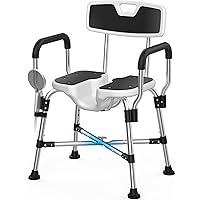 Lemagalu Shower Chair for Seniors Inside Shower Heavy Duty (200kg) EVA Padded Armrests and Back, Adjustable Height U-Shape Se