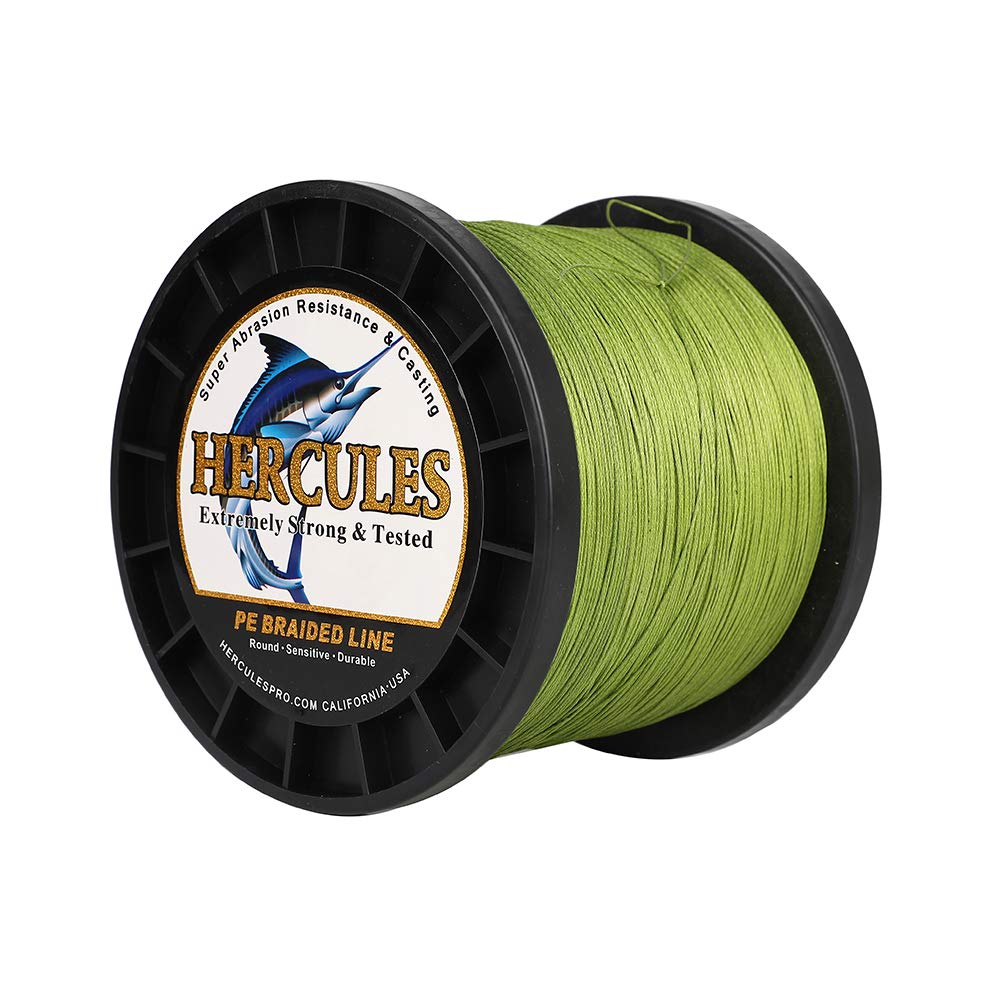 Hercules Super Cast 300M 328 Yards Braided Fishing Line 300 LB Test for Saltwater Freshwater PE Braid Fish Lines Superline 8 Strands - Army Green, 300LB (136.1KG), 1.20MM