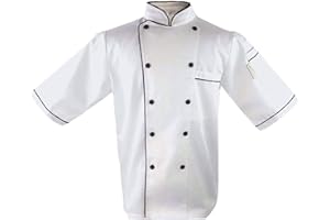 UScarmen Uniform Chef Coat Unisex Short Sleeve Catering Jackets 019 USA Size and Chef tie
