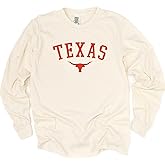 Texas T-Shirt for Men, Women, Unisex - State Pride Graphic Tee - Vintage Long Sleeve Crew Neck Top - 100% Cotton