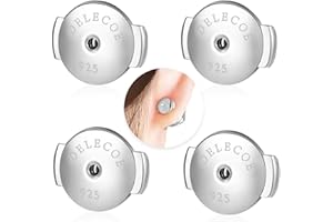 DELECOE 2 Pairs 18K White Gold Locking Earring Backs Replacements for Diamond Studs, Hypoallergenic 925 Silver Earring Backs for Studs Secure Push Earring Backs(Comfort,No-Fading)