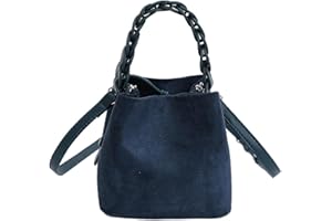 Mini Suede Bucket Bag for Women, Vintage Crossbody ShoulderTote Handbag Slouchy Woven Design