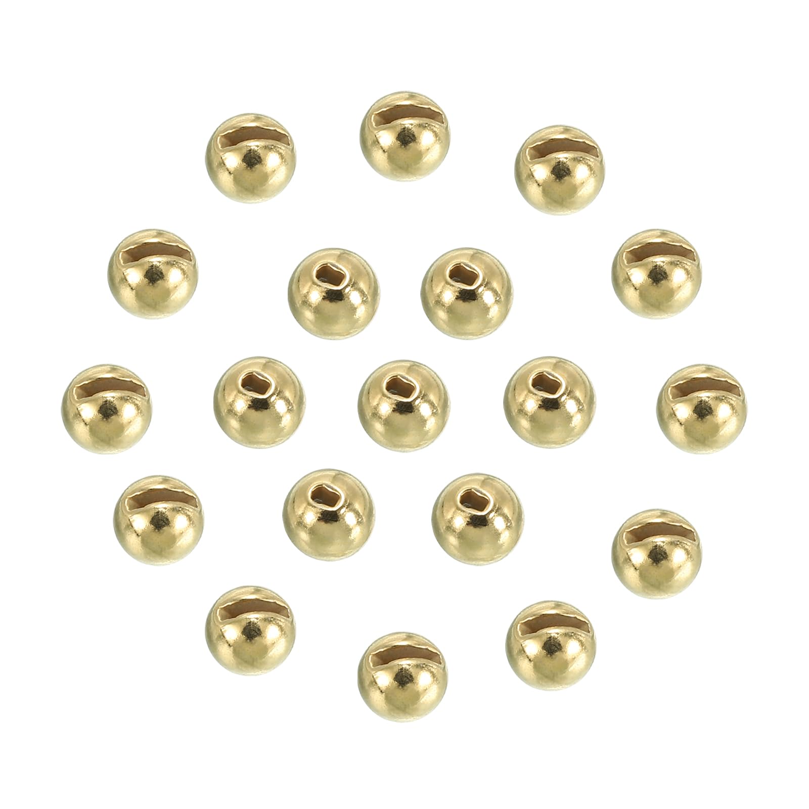 PATIKIL 2.8mm Fly Tying Tungsten Beads, 50 Pcs Gold Slotted Beads for Jig Hooks