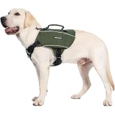 ONETIGRIS Y-Shaped Dog Backpack with Handle, Pockets &amp; No Pull D-Rings, Lightweight Hiking Gear for Dogs Hunting Camping Travel (Medium, Green)