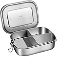 G.a HOMEFAVOR Leak Proof Stainless Steel Bento Box, Metal Lunch Container with 3-Compartment, 1400ML, Suitable for Snacks and Salad, Dishwasher Safe