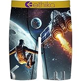 Ethika Men’s Boxer Brief, Knee Length, 4-Way Stretch Performance Underwear with Graphic Prints – Space
