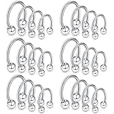 Ruifan 24-36PCS 16G 14G 12G Surgical Steel Nose Septum Horseshoe Earring Eyebrow Tongue Lip Nipple Helix Tragus Piercing Rings 6-19mm