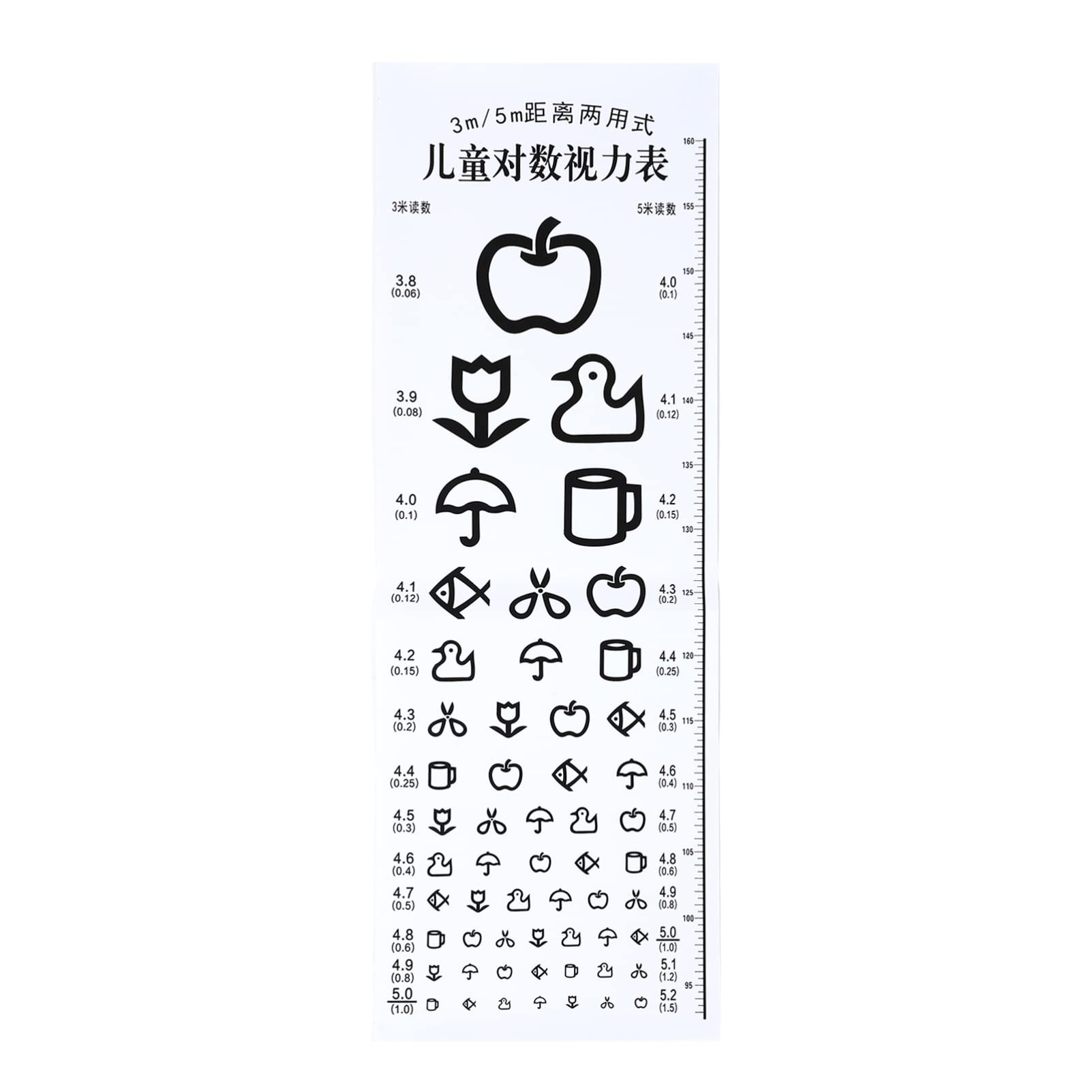 ULTECHNOVO Wall Eye Chart Visual Testing Chart Children Eye Chart Snellen Eye Chart Hanging Standard Chart for Home School Kindergarten