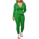 CLOCOR Womens 2 Piece Outfits Sweatsuits - Tracksuit Set Long Sleeve Crop Top & Drawstring Wide Leg Pants with Pockets