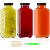 16 oz Glass Juice Bottles with Lids 3 Pack,Reusable Water Bottle,Juicing Bottles for Smoothies, Milk, Storage, Small and portable