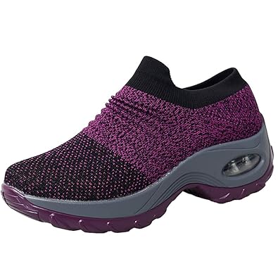 zatoka Damen Sommerschuhe überstreifen Luftkissen Keilabsatz Turnschuhe für Sport,arbeits,Tanz