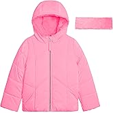 Jessica Simpson Girls' Heavyweight Hooded Puffer Jacket with Cozy Headband Winter Coat