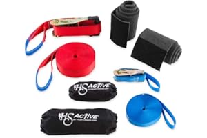 HearthSong 50'L Slackline Balancing Training Line Challenge with Carrying Bag, Supports 800 lbs.