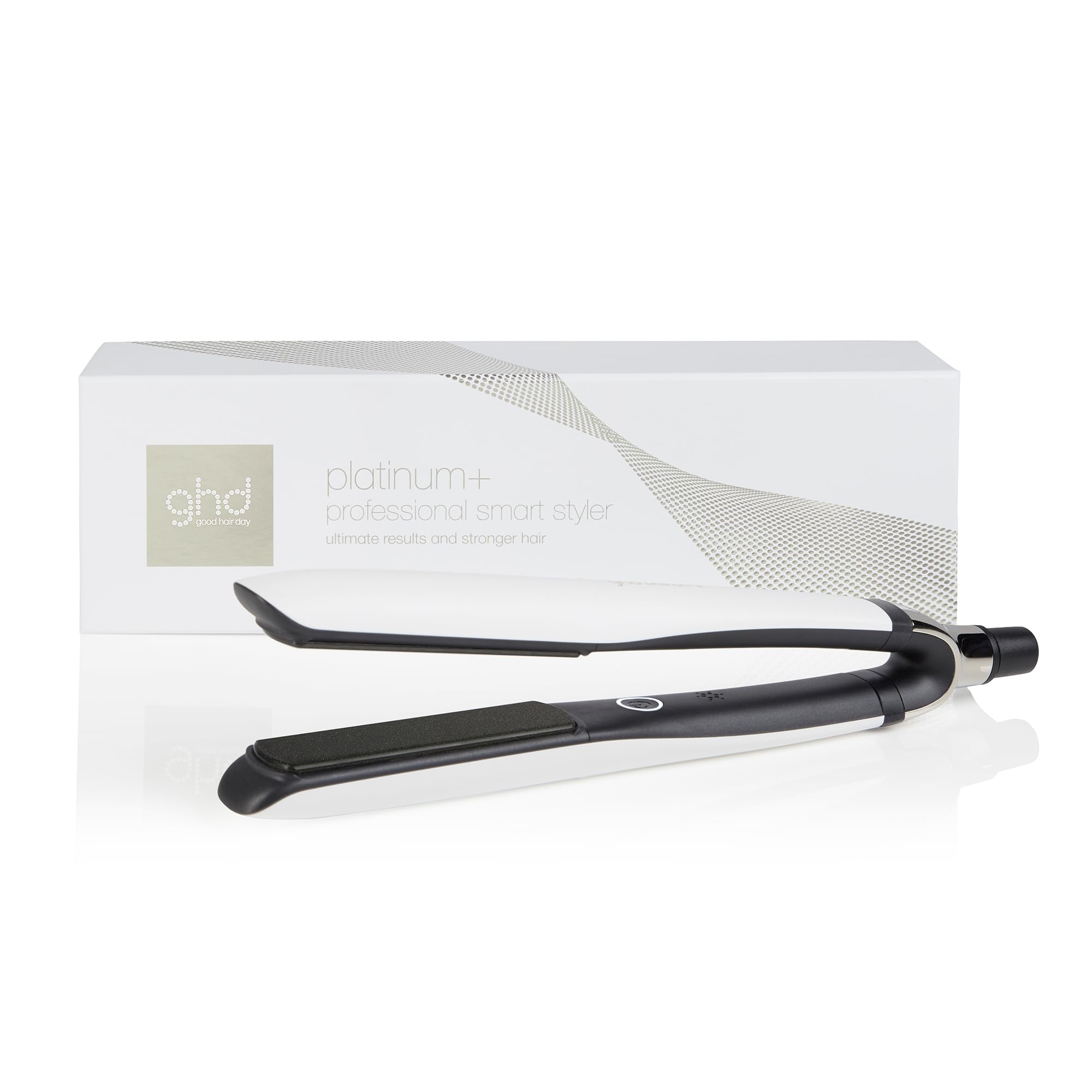 ghd Platinum+ Blanca - Plancha de Pelo Profesional Inteligente, Cabello Más fuerte, Más Brillo y Protección del Color - Para todo Tipo de Cabello - (Enchufe Europeo)