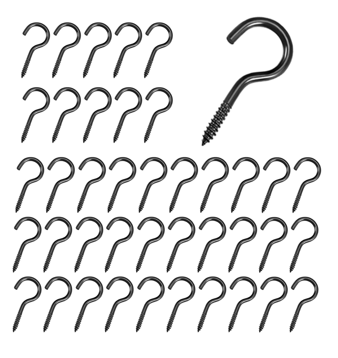 SIGANDG Screw Hooks 40 Pieces Black Screw Eyebolt Stainless Steel Black Small Screw Hooks for Wooden Hooks for Hanging Plants, Art Decoration, Key(M3-40mm)