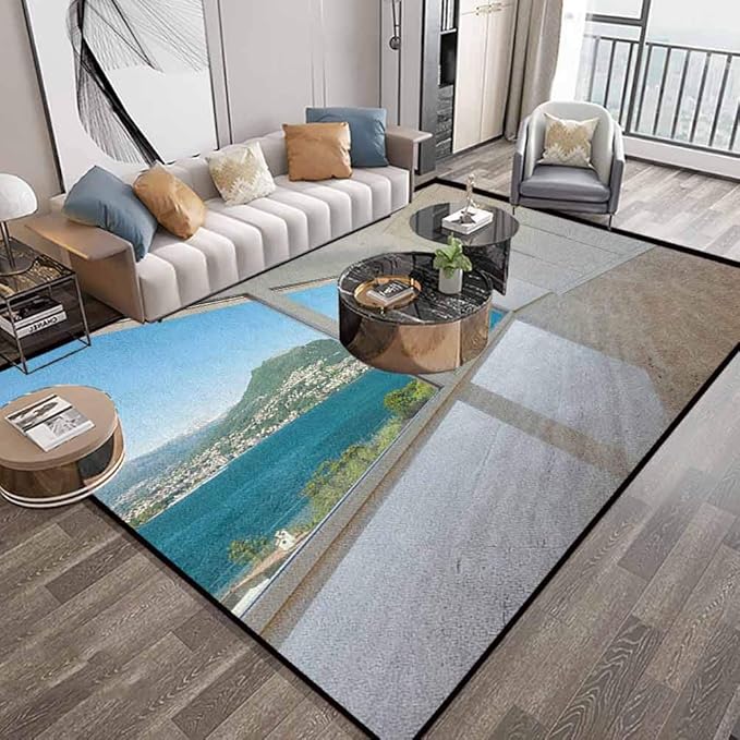 Alfombra de área moderna de 5 x 8 pies, interior del ático aspiradora