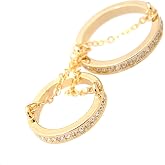 Spinningdaisy Crystal Embedded Double Layer with Chain Knuckle Ring