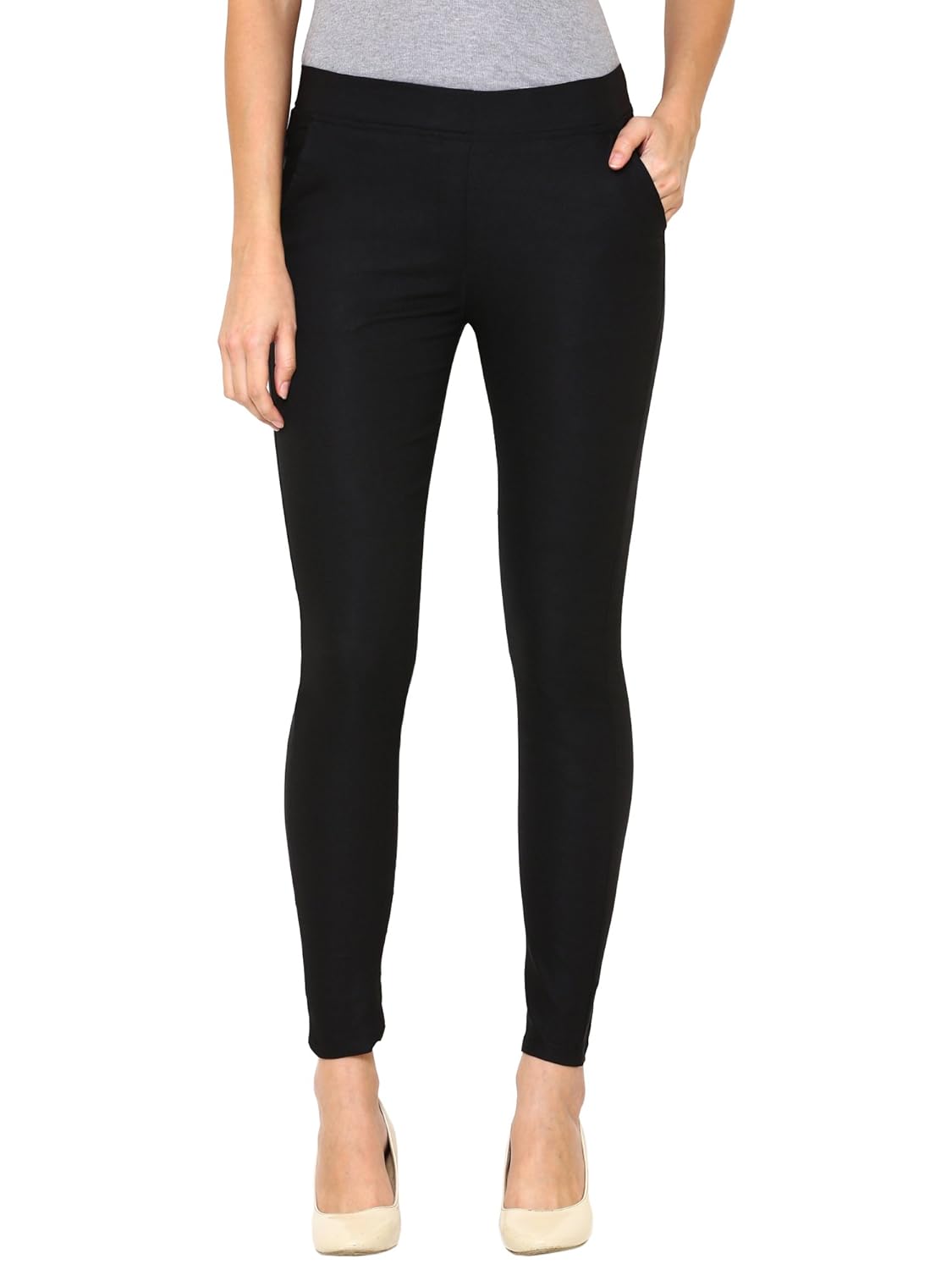 damen mode black spandex cotton lycra elastic jeggings
