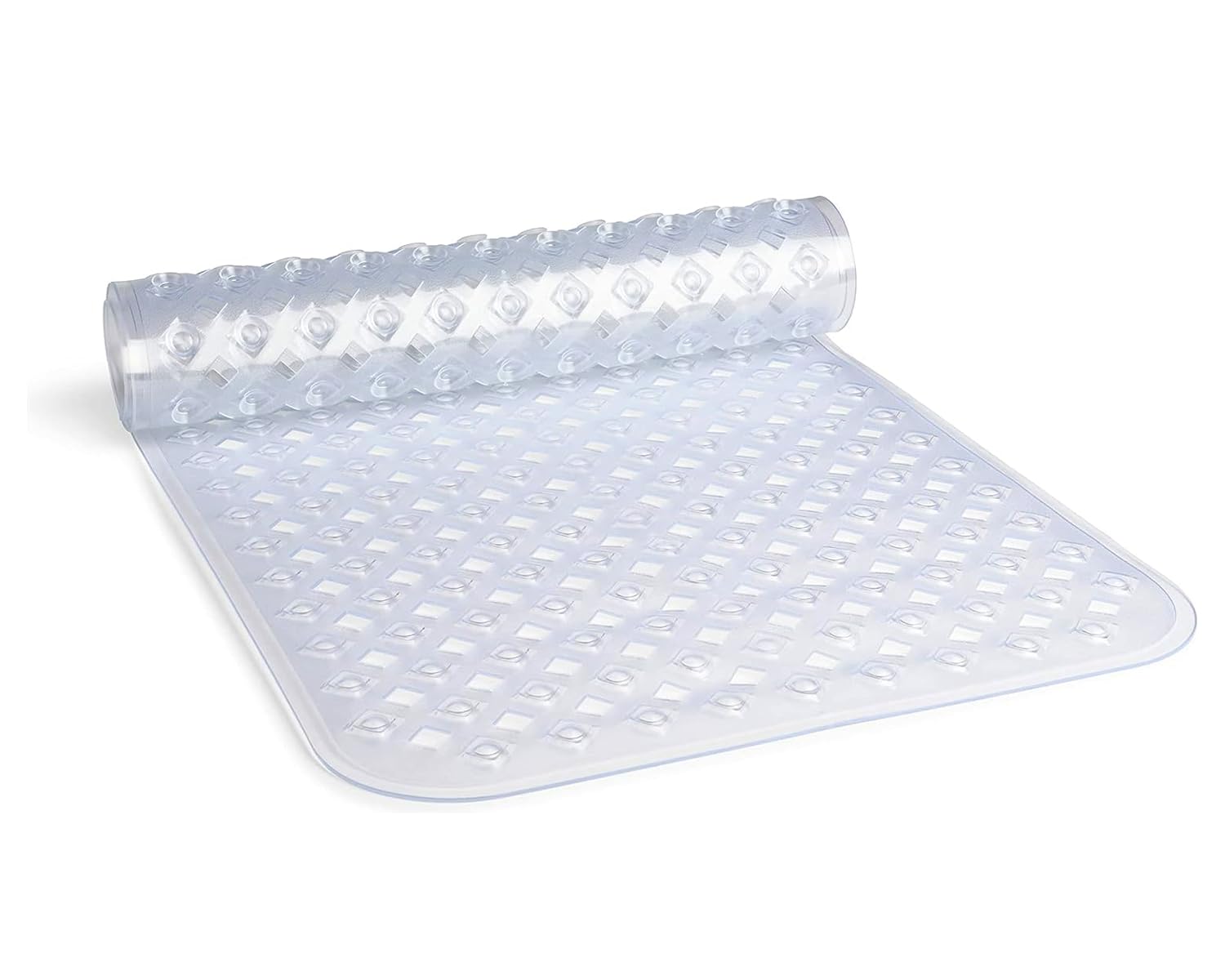Bathforia Non Slip Bath Mat - Extra Long Non-Slip Anti Mould Shower Mat - Machine Washable Anti Slip Bathroom Floor Mats with Strong Rubber Suction Cup Grip - Clear 100 x 40 x 0.5 cm