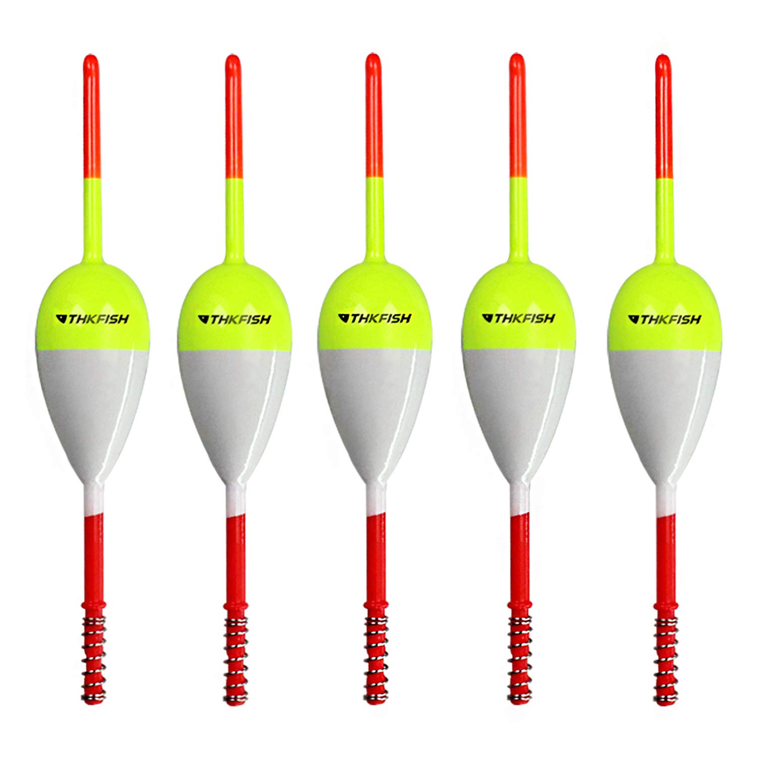 THKFISH Fishing Floats Fishing Bobbers Balsa Wood Floats Spring Bobbers Slip Bobbers for Crappie Panfish Walleyes 5.2cm*2.9cm*14.9cm 5pcs Yellow