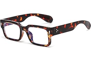 Breaksun Rectangle Glasses for Men Women Square Blue Light Glasses Thick Frame Black Eyeglasses