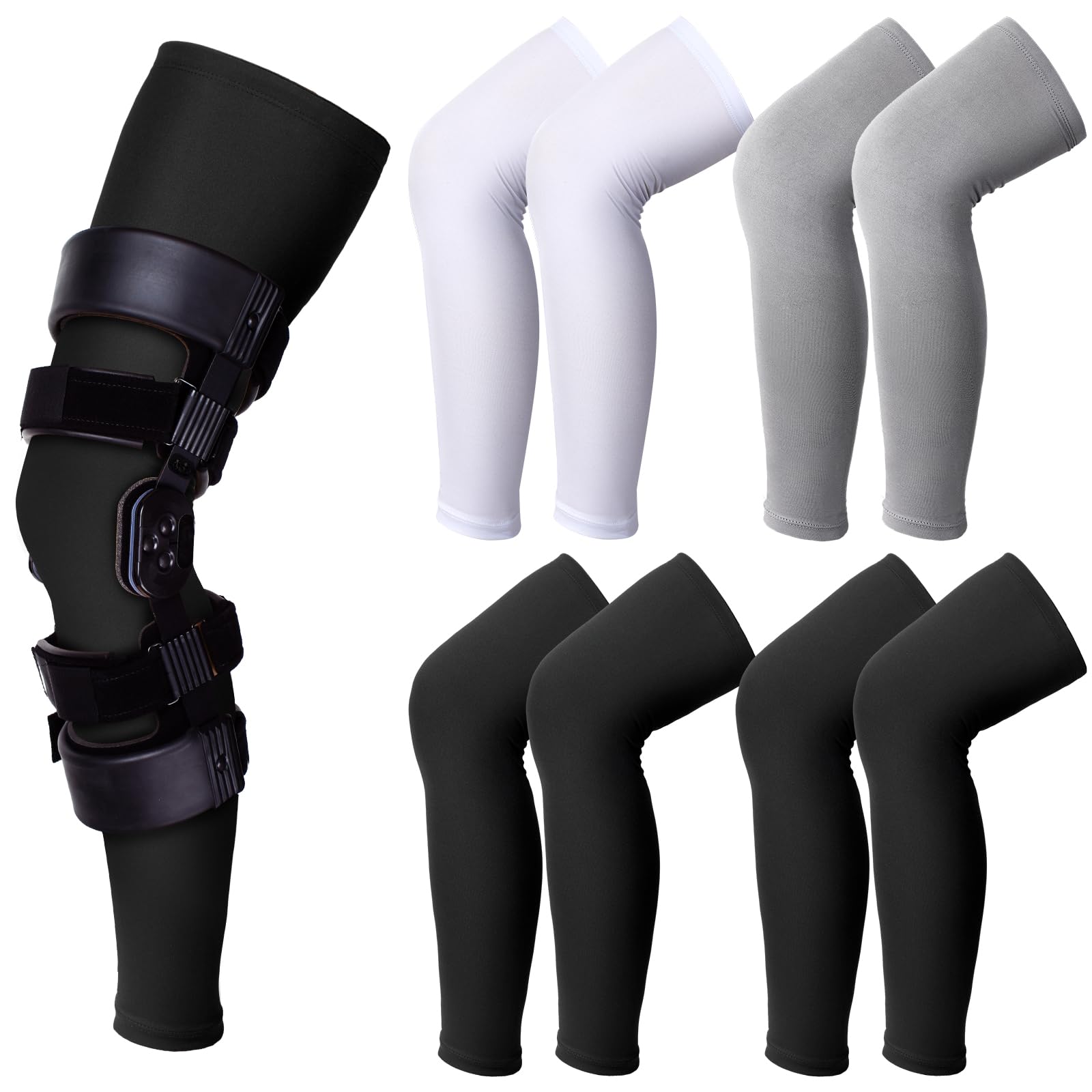 Photo 1 of Sosation 8 Pcs Knee Brace Undersleeve Knee Sleeve for Under Brace Closed Patella Knee Compression Sleeve Breathable Leg Sleeves for Men Women Thigh Shin Knee Support for Sports Protector (XX-Large)