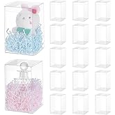 BENECREAT 15Pcs Rectangle Clear Gift Boxes, Transparent Plastic PVC Box Gift Packaging for Wedding, Birthday Party, Bridal Shower, 3.54x3.54x5.55inch