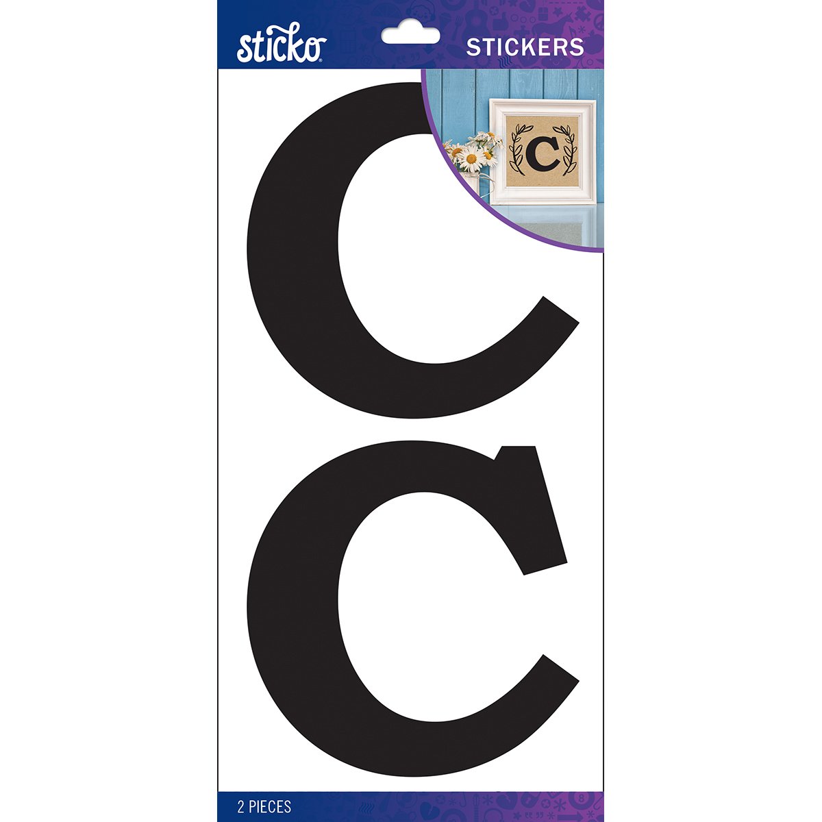 StickoSticko Basic Black Monogram Stickers-C, Other, Multicoloured