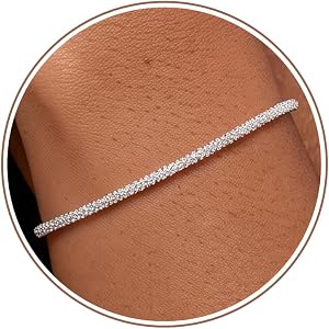 BLThing Silver Bracelets for Women, 925 Sterling Silver 2.5mm Sparkly Link Bracelets Diamond Cut Silver Bracelets Jewelry for