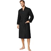Turkish Linen Men&rsquo;s Waffle Bathrobe Lightweight Kimono Spa Robe &ndash; Quick Dry Bath &amp; Shower Robe for Men with Pockets