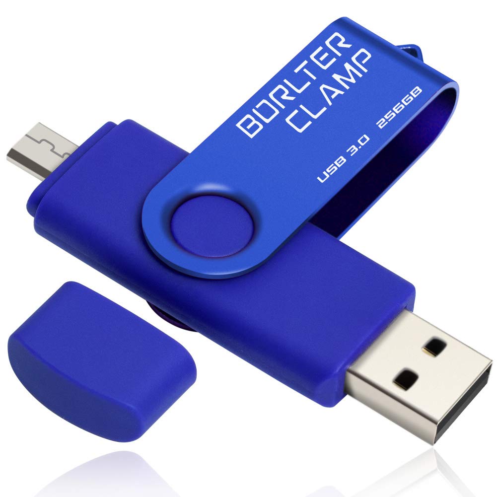 256GB Dual USB 3.0 Flash Drive OTG Memory Stick, Pendrive with microUSB Drive for Android Phone, Tablet and Computer (Blue)