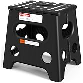 HBTower 13 Inch Folding Step Stool, 450LBS Capacity with Safety Lock, Black | Portable Foldable Stools,Non-Slip Surface,Built-in Handle,Heavy Duty Foot Stool for Adults &amp; Kids,Home, Indoor &amp; Outdoor Use
