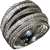 925 Sterling Silver Shiny Gem Ring Cubic Zirconia Rings CZ Diamond Multi Row Ring Eternity Engagement Wedding Band Ring for Women (US Code 10)