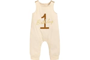 Viworld Baby Boy 1st Birthday Romper Infant Ribbed Jumpsuit Embroidery One Year Old Cake Smash Outfits