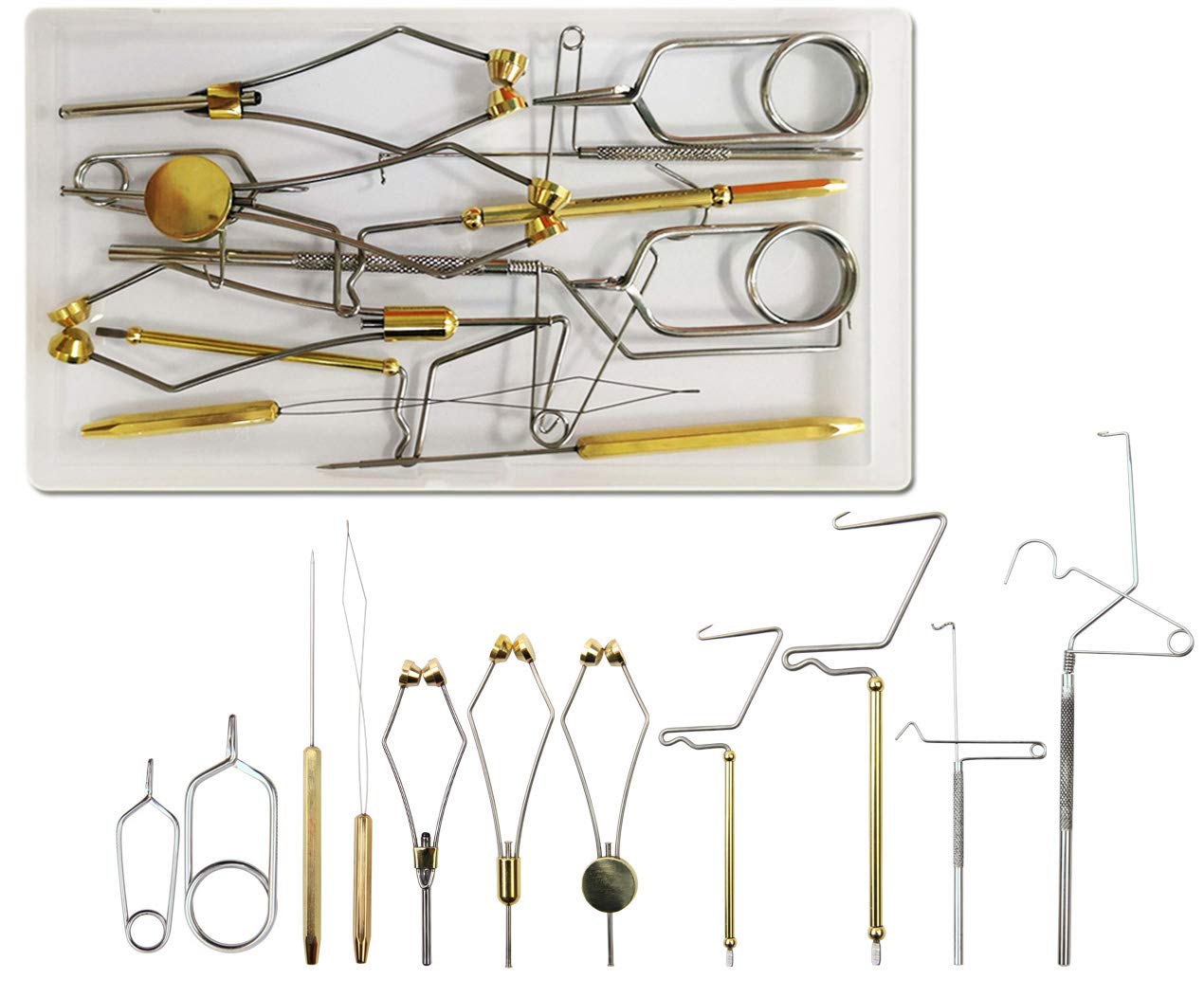 Fly Fishing Tying Tool Kit Including with Bobbin Finisher Scissors Hackle Hair Stacker Fly Fishing Tying Tools Set (11pcs Fly Tying Tools Kit) — image 1