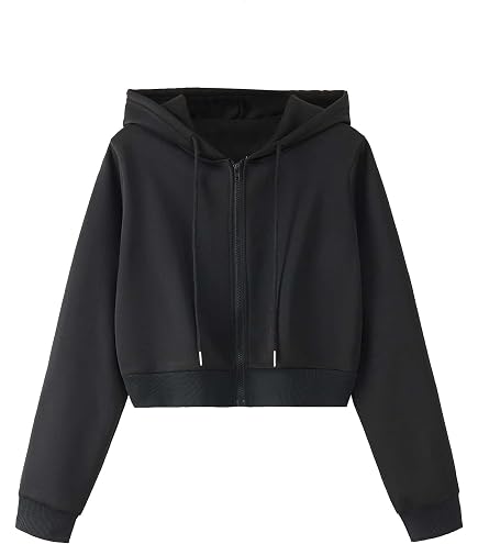 Amazon.com: Amazhiyu Women's Cropped Zip up Hoodie Long Sleeves