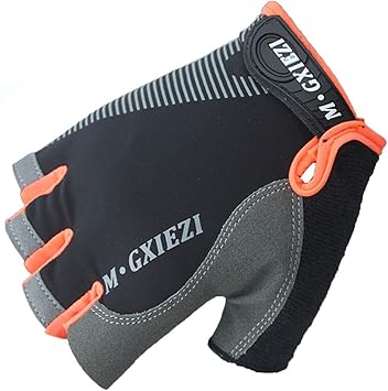 orange cycling gloves
