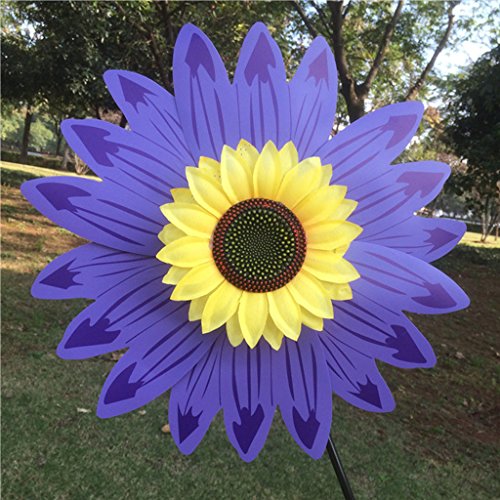 Dovewill 36cm DIY Sunflower Windmill Pinwheel Kids Outdoor Camping Beach Toy Home Garden Yard Decor Purple - Thumbnail 4