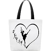 BXVRT Canvas Tote Bag for Women, Dance Life Shoulder Bags, Dance Gifts for Dancers Dance Teams Dance Teachers Dance Coach Friends Sisters Daughter, Dancing Themed Reusable Shopping Bags -07